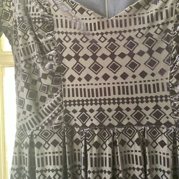 Anthropologie Meadow rue navy blue diamond abstract velvet cocktail party dress - Picture 10 of 17